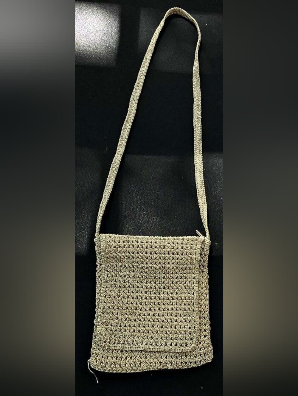 Tan Crochet Crossbody Bag